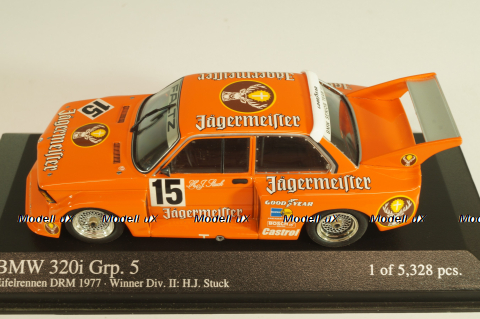 BMW 320i (E21) Grp. 5, #15 winner Div.II Eifelrennen DRM 1977, H.J.Stuck, orange, 400772315, Minichamps 1:43