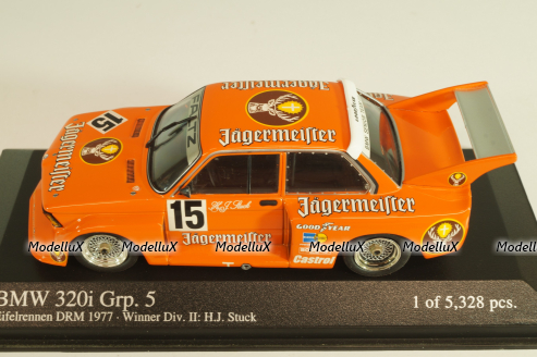 BMW 320i (E21) Grp. 5, #15 winner Div.II Eifelrennen DRM 1977, H.J.Stuck, orange, 400772315, Minichamps 1:43