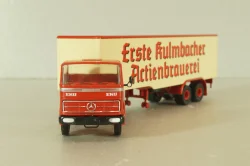 Mercedes LP 1632 with semi trailer Kulmbacher, red/beige, 7832, Brekina 1:87 Уценка!