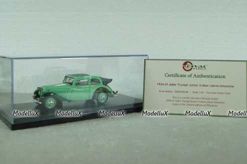 Adler Trumpf Junior 2 Doors Open cabrio-limousine 1934-39, EMEU43034B,  ESVAL Model 1:43