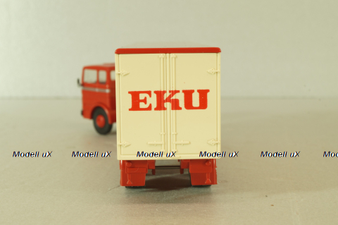 Mercedes LP 1632 with semi trailer Kulmbacher, red/beige, 7832, Brekina 1:87 Уценка!