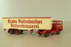 Mercedes LP 1632 with semi trailer Kulmbacher, red/beige, 7832, Brekina 1:87 Уценка!