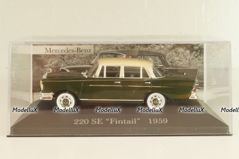 Mercedes-Benz 220SE "Fintail" (W111) 1959, dark green/beige roof, MBOMS016, Mercedes-Benz Offizielle Modell Sammlung #16, Altaya 1:43