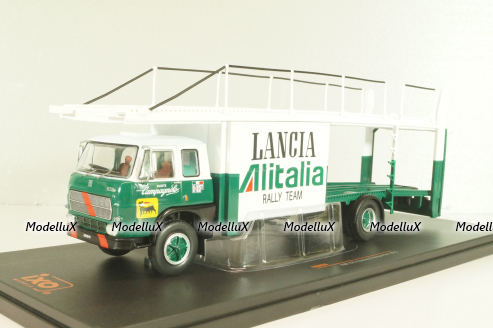 Fiat 673 Racing Transporter Lancia Alitalia Rally Team 1976, green/white, TRU038, IXO 1:43