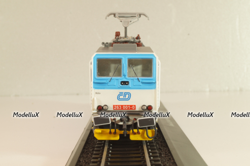 Škoda 70E Electric Locomotive Rada 263 001-0 1984, ČSD, white/blue, 7153125, Trains of the World, Atlas 1:87