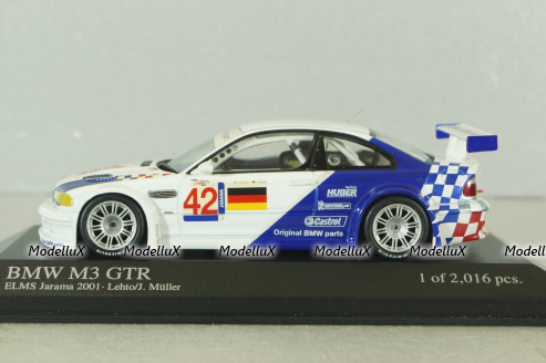 BMW M3 GTR (E46) #42 ELMS Jarama 2001, white, 400012192, Minichamps 1:43