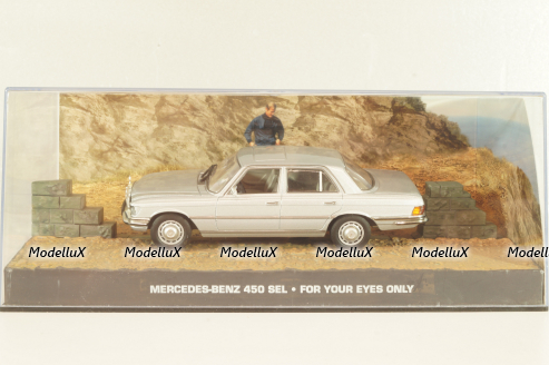 Mercedes-Benz 450 SEL (W116) 1974, from movie "For your eyes only" 1981, silver, James Bond Modellauto Collection #120, Altaya 1:43