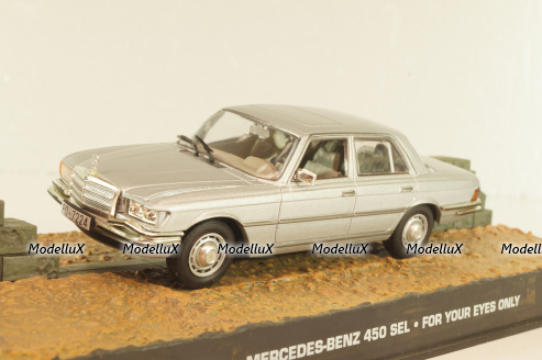 Mercedes-Benz 450 SEL (W116) 1974, from movie "For your eyes only" 1981, silver, James Bond Modellauto Collection #120, Altaya 1:43
