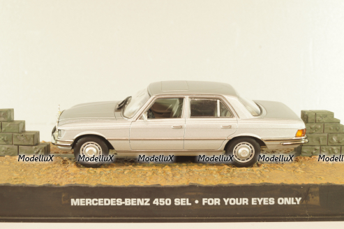 Mercedes-Benz 450 SEL (W116) 1974, from movie "For your eyes only" 1981, silver, James Bond Modellauto Collection #120, Altaya 1:43