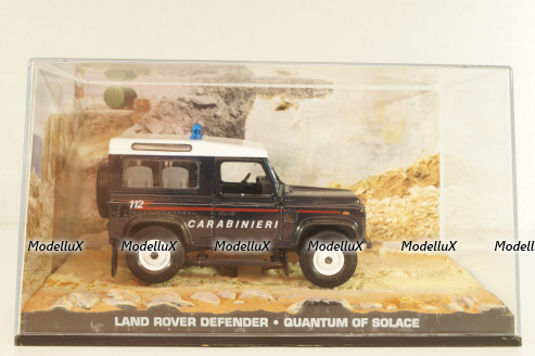 Land Rover Defender 90 Carabinieri from movie "Quantum of solace" 2008, blue, James Bond Modellauto Collection #65, Altaya 1:43