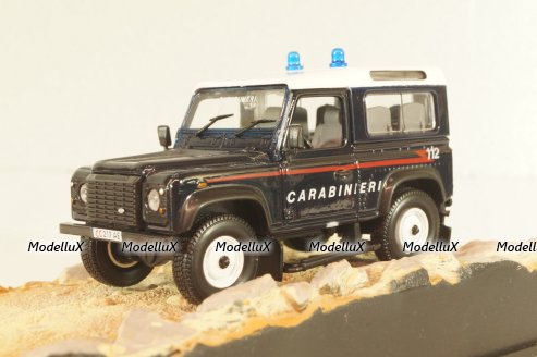 Land Rover Defender 90 Carabinieri from movie "Quantum of solace" 2008, blue, James Bond Modellauto Collection #65, Altaya 1:43