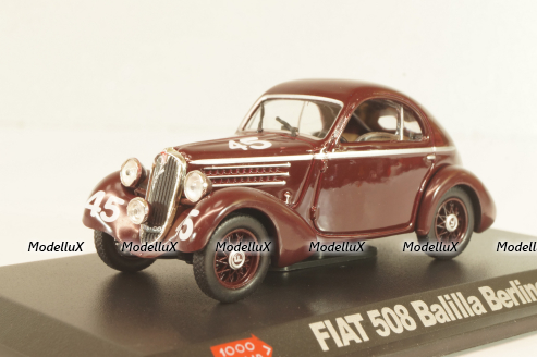 Fiat 508 Balilla Berlinetta #45 Mille Miglia 1936, brown, Hachette 1:43
