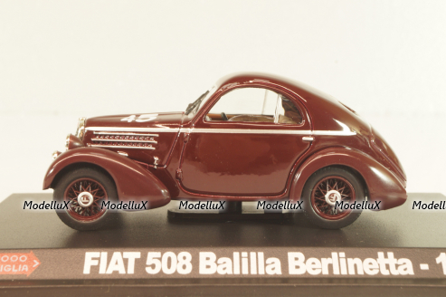 Fiat 508 Balilla Berlinetta #45 Mille Miglia 1936, brown, Hachette 1:43