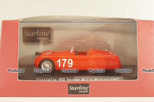 Cisitalia 202 Spyder #179 Mille Miglia 1947, Nuvolari/Carena, red, 518222, Starline 1:43