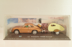 Porsche 356B Coupe with camping trailer and figuren, brown, Cararama 1:43 Уценка!
