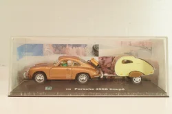 Porsche 356B Coupe with camping trailer and figuren, brown, Cararama 1:43 Уценка!