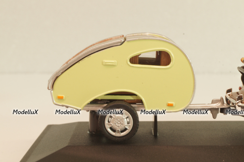 Porsche 356B Coupe with camping trailer and figuren, brown, Cararama 1:43 Уценка!