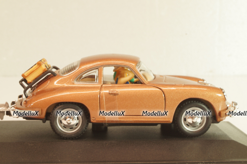 Porsche 356B Coupe with camping trailer and figuren, brown, Cararama 1:43 Уценка!