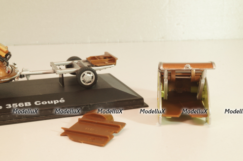 Porsche 356B Coupe with camping trailer and figuren, brown, Cararama 1:43 Уценка!