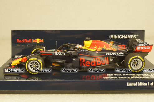 Red Bull Honda RB16B 33 F1 Winner Emilie Romagne 2021 Max Verstappen, 410210133, Minichamps 1:43