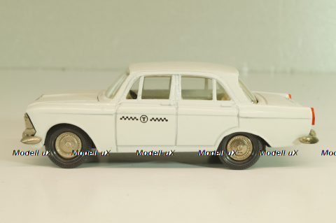 Москвич-408 А10, такси, белый, капот 3 зажима (ранний), Тантал/Радон 1:43