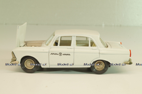 Москвич-408 А10, такси, белый, капот 3 зажима (ранний), Тантал/Радон 1:43