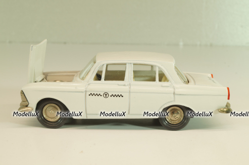 Москвич-408 А10, такси, белый, капот 3 зажима (ранний), Тантал/Радон 1:43