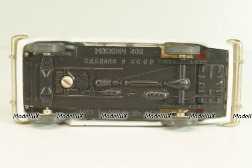 Москвич-408 А10, такси, белый, капот 3 зажима (ранний), Тантал/Радон 1:43