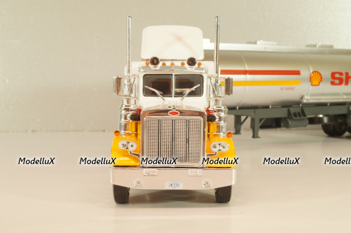 Peterbilt 359 with semi trailer fuel tanker "Shell", yellow/white/silver, American Truck, Spain #1, Altaya 1:43
