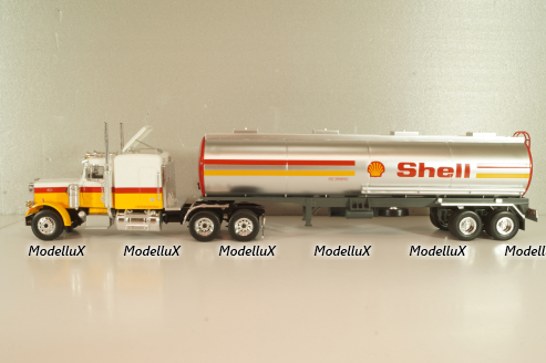 Peterbilt 359 with semi trailer fuel tanker "Shell", yellow/white/silver, American Truck, Spain #1, Altaya 1:43