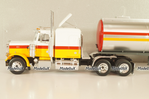Peterbilt 359 with semi trailer fuel tanker "Shell", yellow/white/silver, American Truck, Spain #1, Altaya 1:43