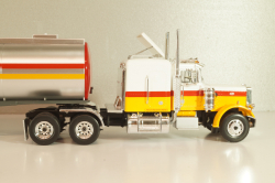 Peterbilt 359 with semi trailer fuel tanker "Shell", yellow/white/silver, American Truck, Spain #1, Altaya 1:43