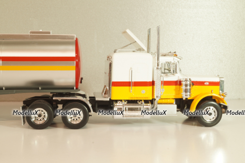Peterbilt 359 with semi trailer fuel tanker "Shell", yellow/white/silver, American Truck, Spain #1, Altaya 1:43
