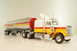 Peterbilt 359 with semi trailer fuel tanker "Shell", yellow/white/silver, American Truck, Spain #1, Altaya 1:43