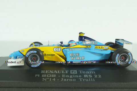 Renault F1 R 202 RS22 2002 J.Trulli St.Nr.14 "Blue World", Universal Hobbies 1:43