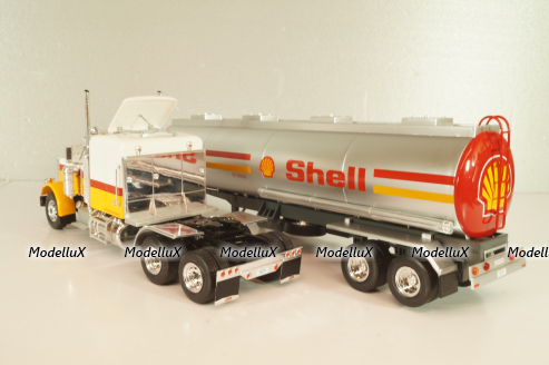 Peterbilt 359 with semi trailer fuel tanker "Shell", yellow/white/silver, American Truck, Spain #1, Altaya 1:43