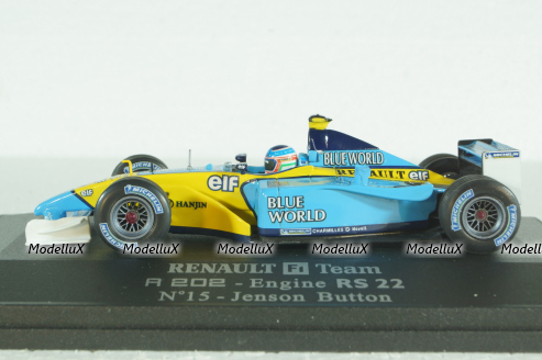 Renault F1 R202 Button 2002 St.Nr.15 "Blue World", Universal Hobbies 1:43