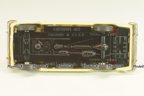 Москвич-412 А2, бледно-желтый, капот 3 зажима (ранний), Тантал/Радон 1:43