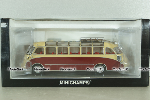 Setra S 8 bus 1953, red/beige, 439030080, Minichamps 1:43