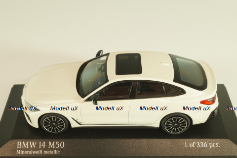BMW I4 M50 Gran Coupe xDrive (G26) 2022, white metallic, 410024000, Minichamps 1:43