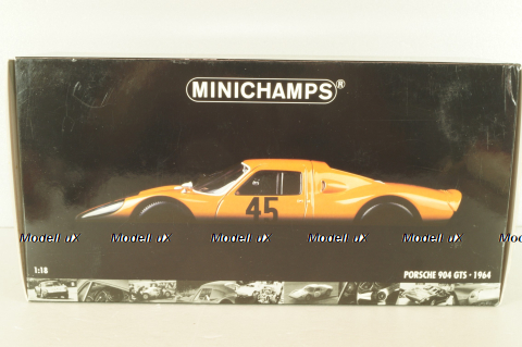 Porsche 904 GTS Racing #45, 1000 km Nueburgring 1964, Pon/Koch, orange, 180646745, Minichamps 1:18