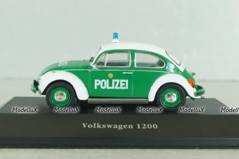 Volkswagen Beetle 1200 Polizei 1977, white/green, 7598001, Atlas Police Cars Collection 1:4
