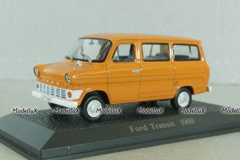 Ford Transit bus 1969, orange, Atlas 1:43
