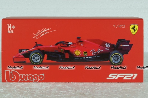 Ferrari SF21 #16 Formula 1 2021, Charles Leclerc, Bburago 1:43