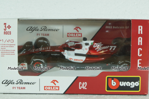 Alfa Romeo C42 GP Bahrain 2022 Bottas, 18-38067B, Burago 1:43