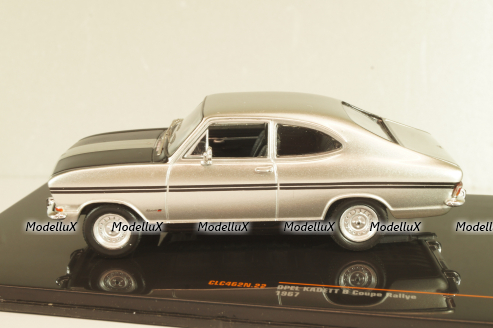 Opel Kadett B Coupe Rallye 1967, silver/black, CLC462, IXO 1:43