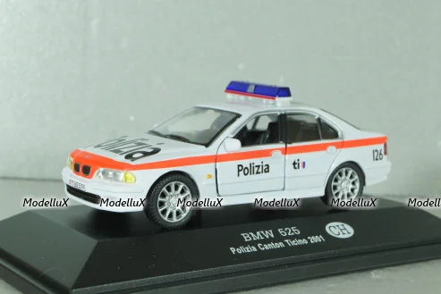BMW 525 (E39) Polizia Canton Ticino, Switzerland 2001, white, ADPOLC007, Cararama 1:43