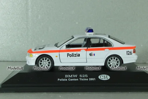 BMW 525 (E39) Polizia Canton Ticino, Switzerland 2001, white, ADPOLC007, Cararama 1:43