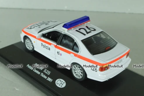 BMW 525 (E39) Polizia Canton Ticino, Switzerland 2001, white, ADPOLC007, Cararama 1:43