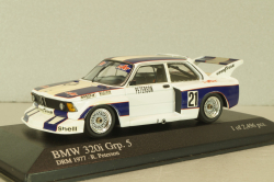 BMW 320i (E21) #21 Grp. 5 DRM 1977 R.Peterson, white/blue, 400772321, Minichamps 1:43